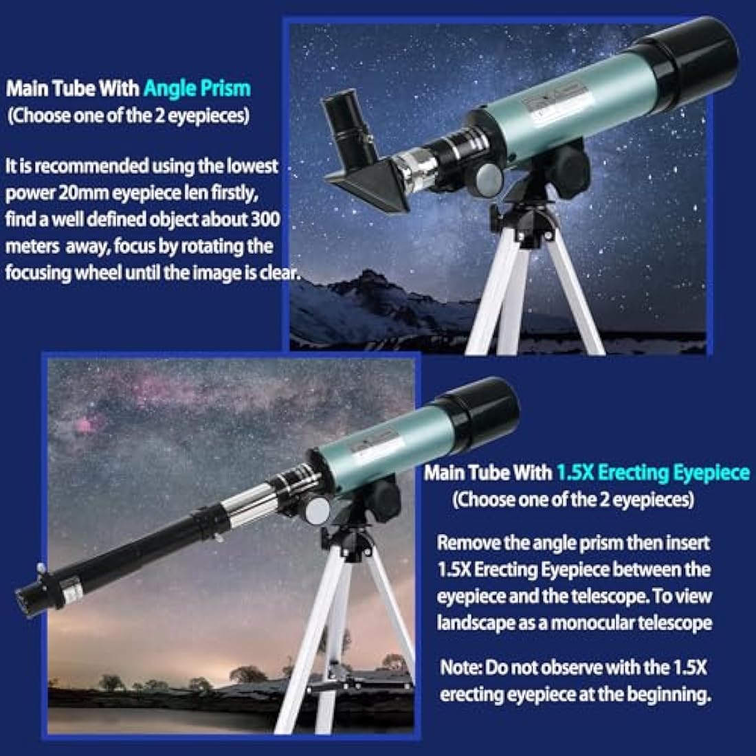 Mijiao Telescope for Kids, Astronomical Telescope Zoom 90X HD Outdoor Monocular Space Telescopes Portable Refractor Spotting Scope With Tripod, Telescope for Adults, Kids and Beginner