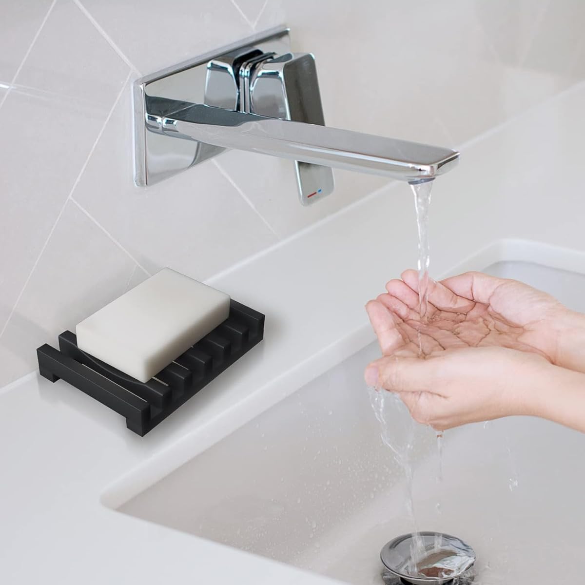 ZHjuju Soap Dishes,2 Pcs Soap Dish with Drain Spout Silicone Rubber Drainer Dishes Soap Holder Soap Tray Soap Case Holder for Kitchen Shower Room