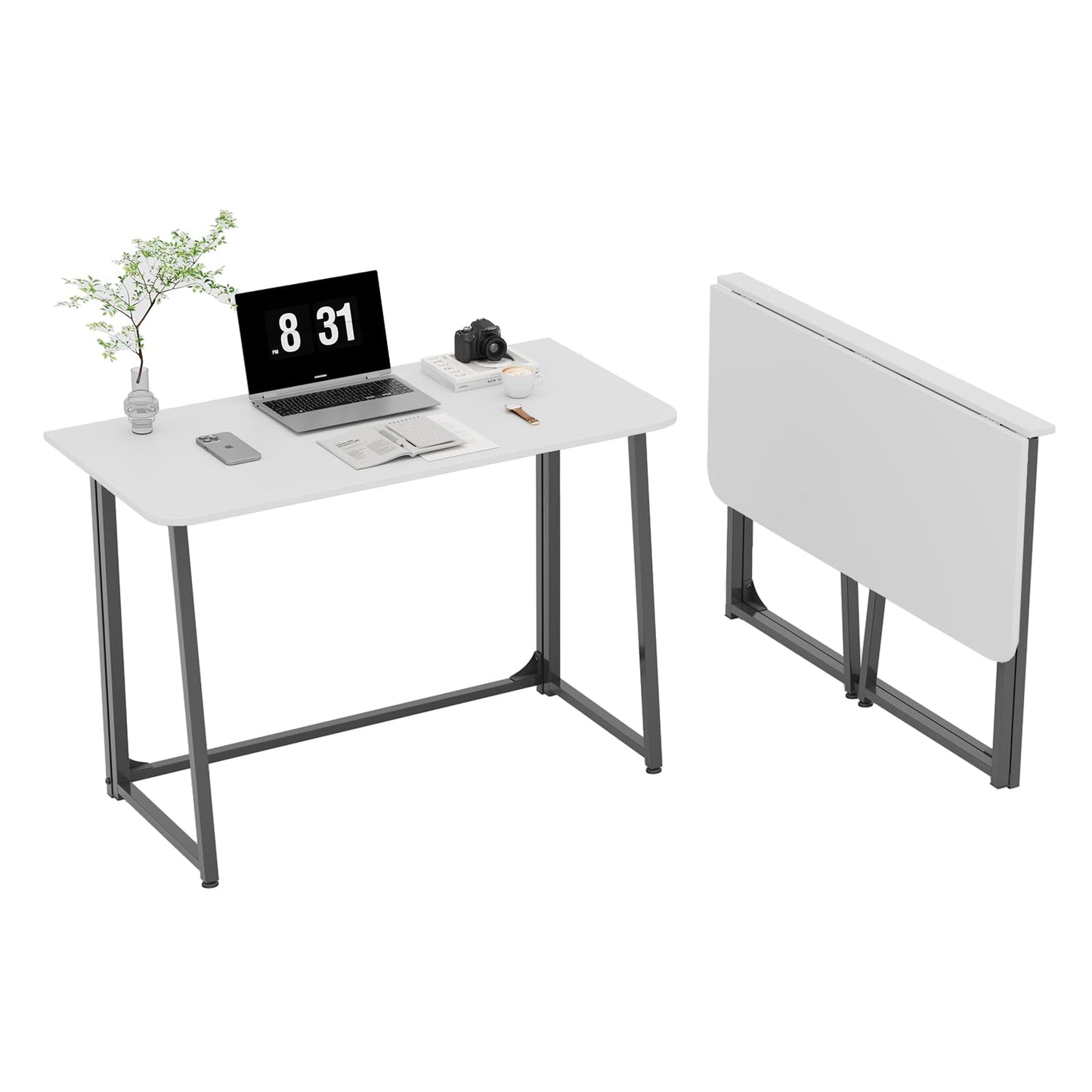 Flrrtenv Foldable Desk for Small Spaces - 31 Inch Space Saving Computer Desk, Lightweight Portable Picnic Table, Camping and Outdoor Table