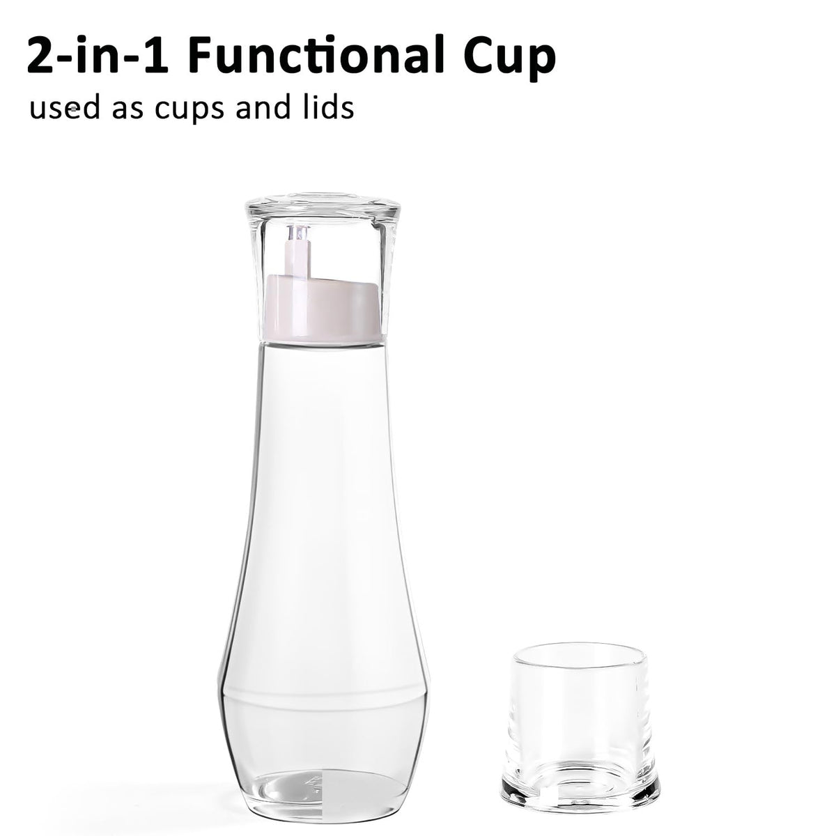 ZOBONETI Glass Mouthwash Dispenser with Cup, 8.8 OZ, Set of 2