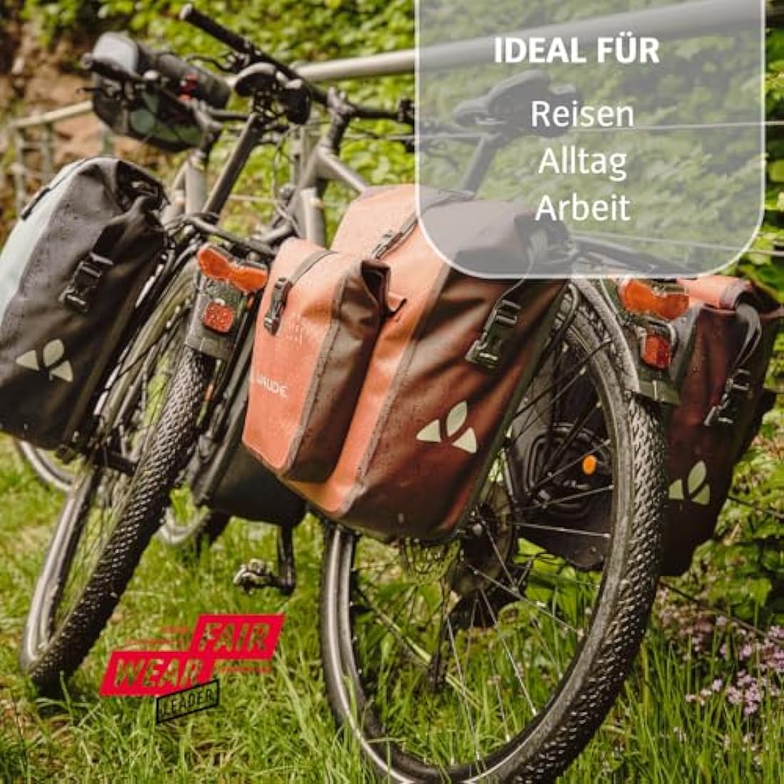 VAUDE Aqua Back Plus Bike Pannier, 2 x Rear Bike Rack Bag Waterproof, 51L Total Volume, Cycling Bag, Easy Mounting - Made in Germany