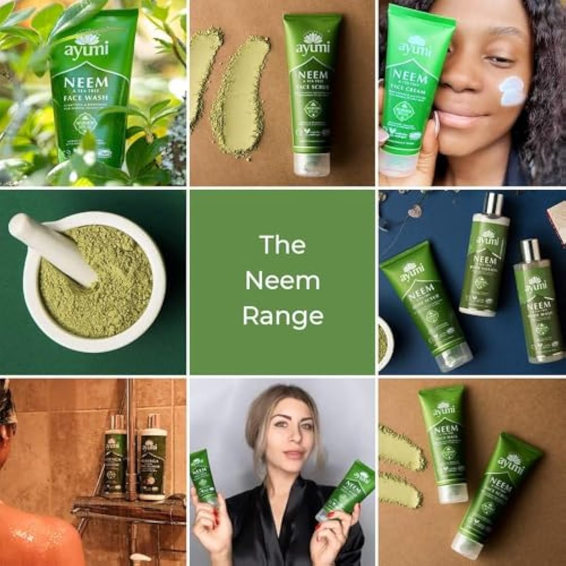 Ayumi Neem & Tea Tree Body Lotion | Oil Control Moisturiser for Oily Skin | Acne Cream with Witch Hazel | Nettle Leaf Hand Cream to Soothe Irritation | Body Moisturiser for Men & Women | 3 x 250ml