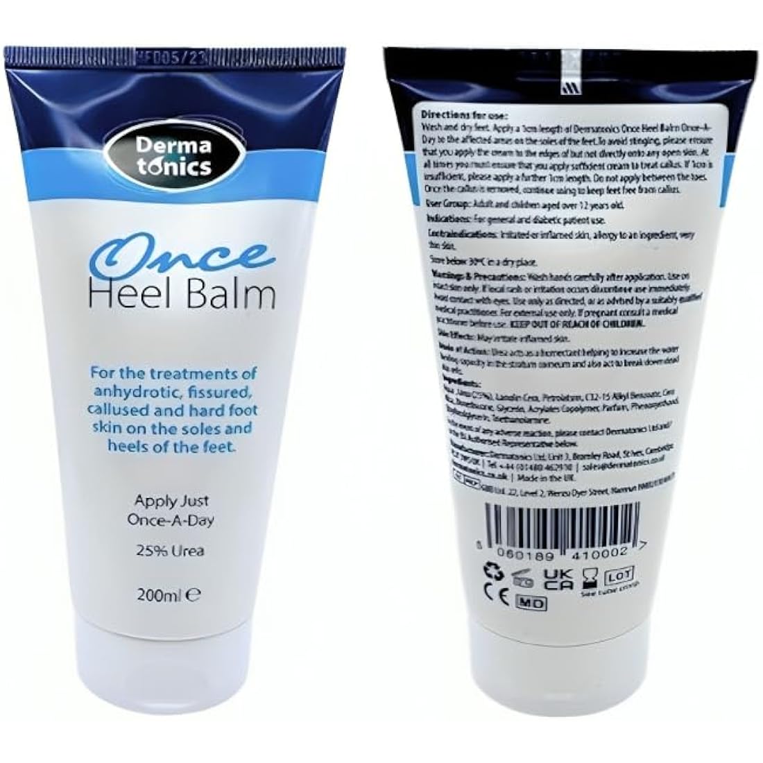 Dermatonics Once Heel Balm | Long-lasting Relief for Rough, Dry, and Callused Heels and Feet | Paraben-free and Clinicaly Proven | Visible Result in 8 Days | Pack of 3 x 200 ml