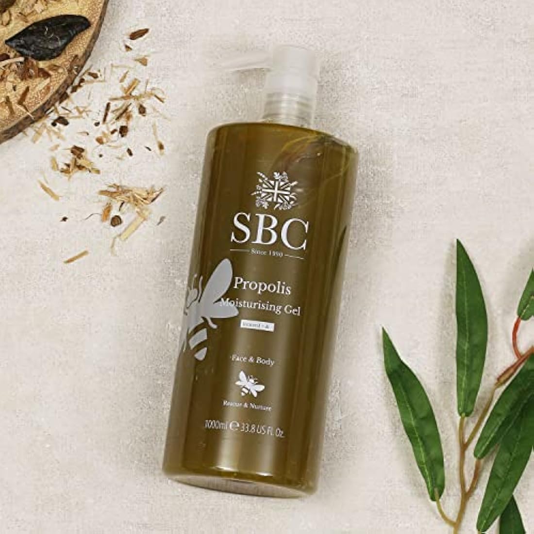 SBC Skincare Propolis Moisturising Gel – 1000ml | Lightweight Propolis Gel Moisturiser For Face And Body | Nurturing Propolis Gel For Irritated Or Sensitive Skin