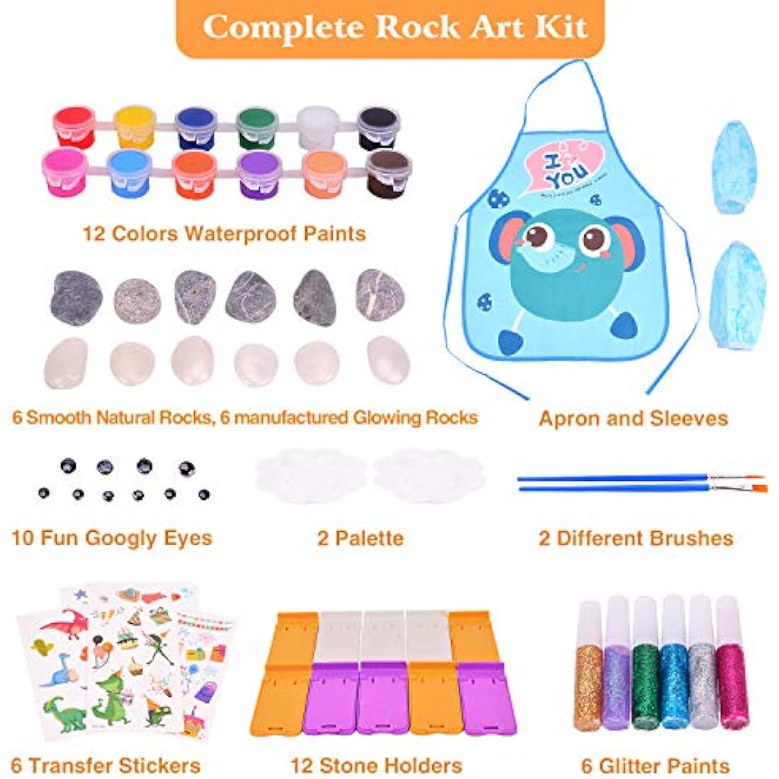 Lekebaby Rock Painting Kit, Arts and Crafts for Kids, Creative Toys & Gifts & Presents for Boys Girls Age 3-12 Year Old