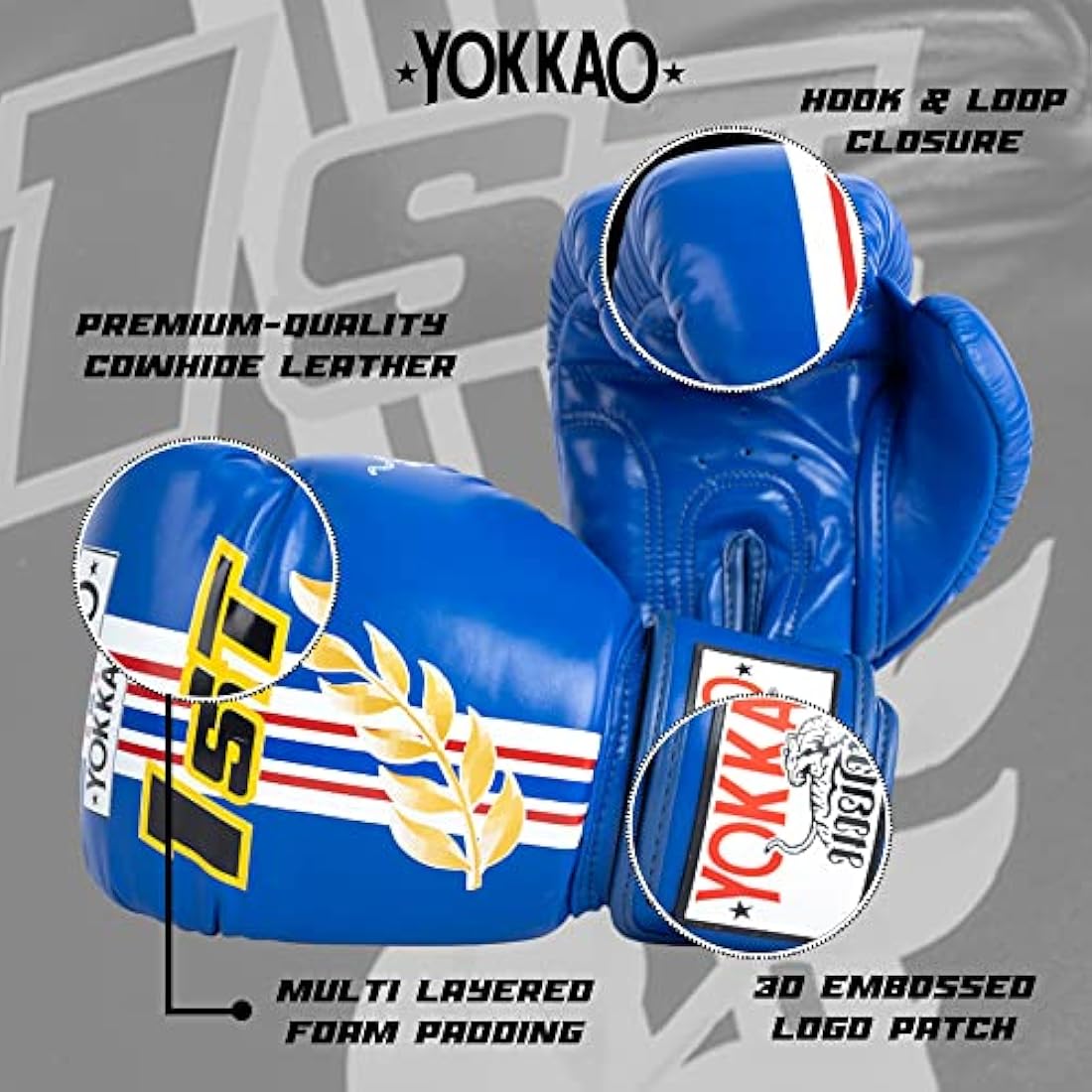 YOKKAO Design Breathable Muay Thai Boxing Glove | Premium Leather Training and Sparring Gloves for Men and Women | Winning Boxing Gloves | Punching Gloves