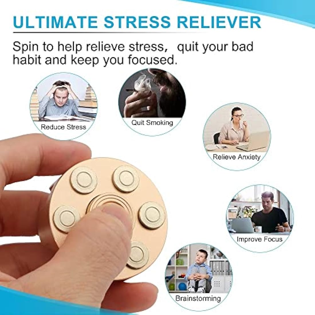 Cool Fidget Spinner Toy Detachable Metal Fingertip Spin Gyro Fidget Desk Sensory Toy for Kids Adults Stress Relief, Birthday Gift for Boy Men, Hand Spinner Anxiety Toy for Home Office