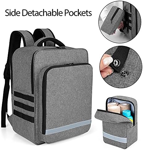 Trunab Emergency Medical Backpack Empty, First Responder Trauma Bag with Detachable Side Pockets and Anti-Slip Bottom for EMT, Paramedic, Nurses, Tactical Medics, Home Care, Bag Only