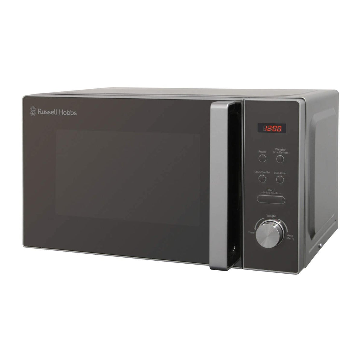 Russell Hobbs RHM2076S-AZ 20 Litre 800 W Silver Digital Solo Microwave with 5 Power Levels, Automatic Defrost, 8 Auto Cook Menus, Clock and Timer,