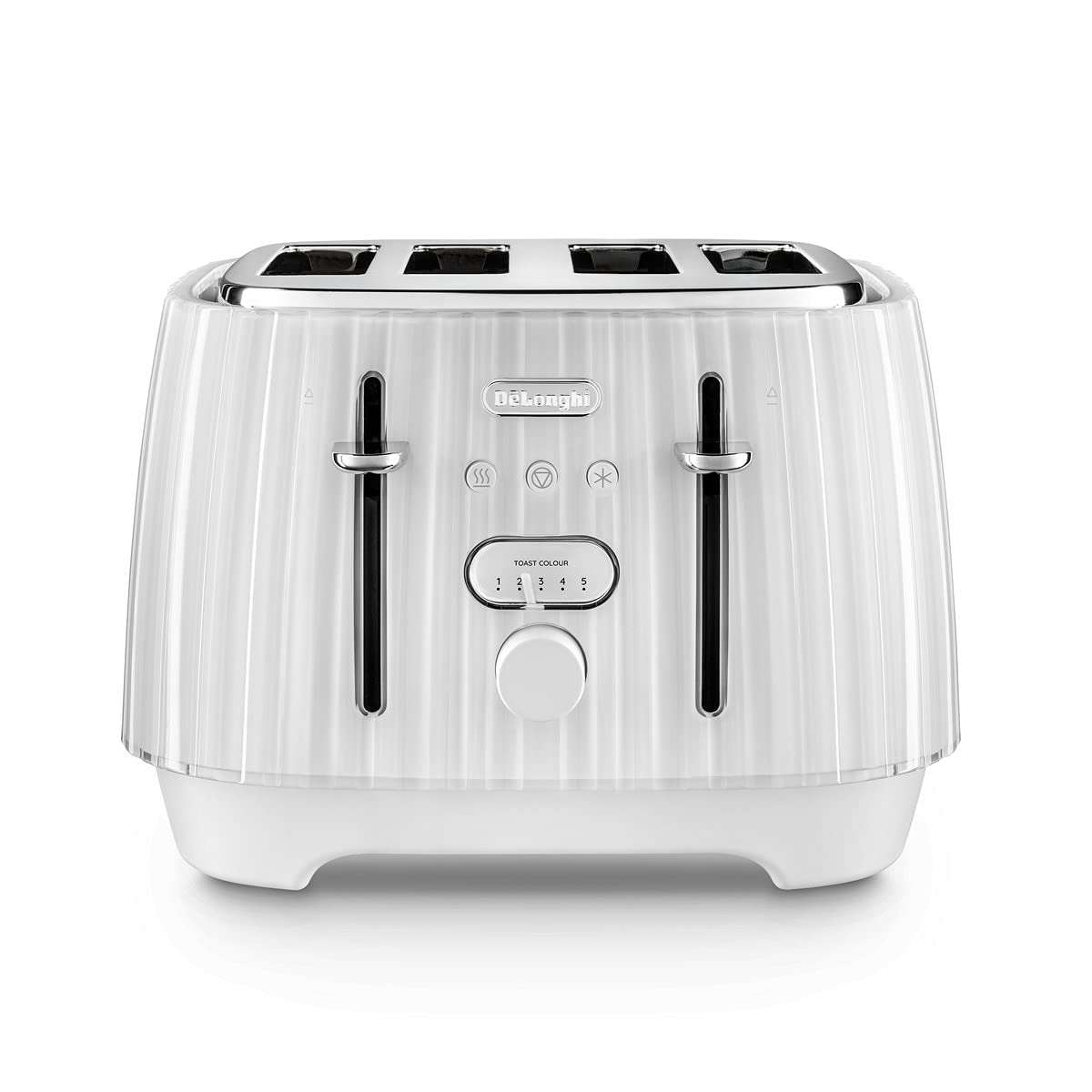De'Longhi Ballerina Toaster, 4 Slot Toaster, Reheat, 5 Browning Settings, Defrost and Cancel Functions, Pull Crumb Tray, CTD4003.W, 1800W, UK PLUG,