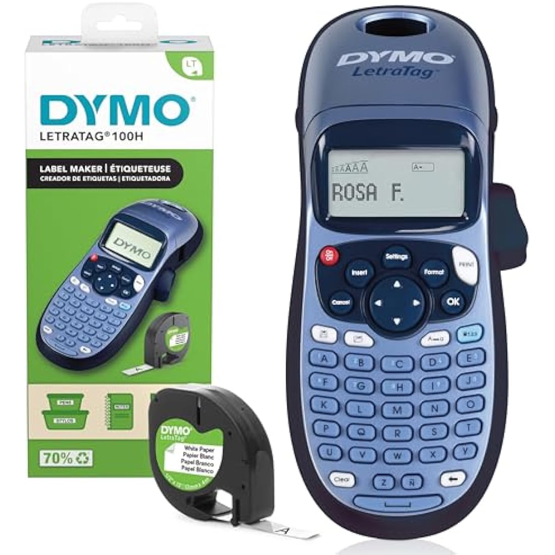 Dymo LetraTag LT-100H Handheld Label Maker | ABC Keyboard Label Printer with Easy-to-Use, 13 Character LCD Screen | for Home or Office | Blue