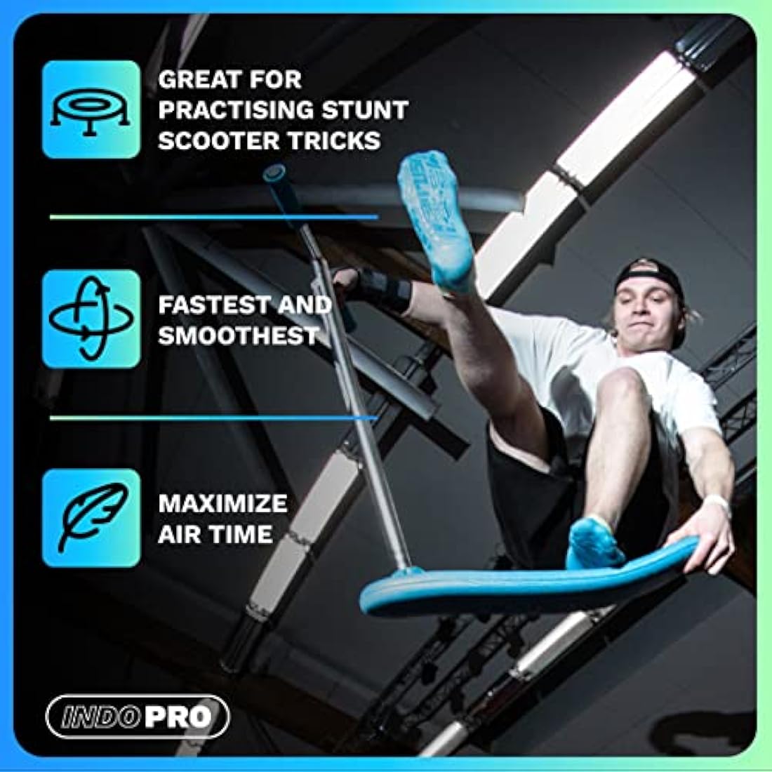 The INDO Trick Scooter - Stunt Scooter For Teens, Kids and Adults - Trampoline Scoot To Practice Pro Tricks - Indoors and Outdoors - Professionals And Beginners