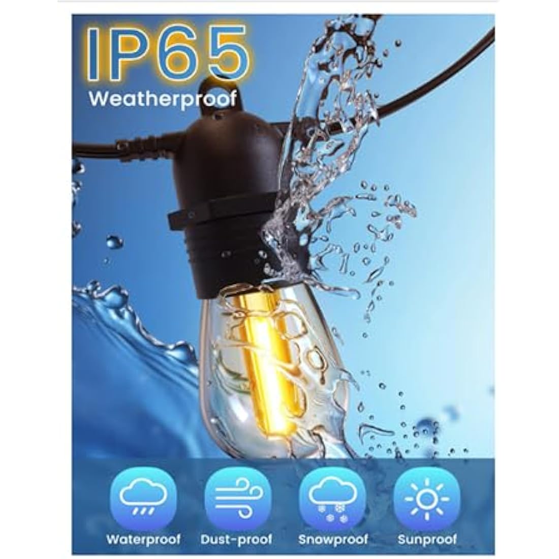Outdoor String Lights, GlobaLink 101FT/31M S14 LED Outdoor Garden Lights, IP65 Waterproof Festoon Outdoor Lights 2700k 30+2(Spare) Bulbs for Outside Patio Terrace Yard Wedding Party Decor- Connectable