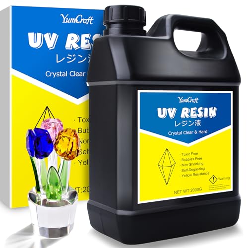 UV Resin - 2,000g Crystal Clear UV Curing Resin, Low Odor Hard Type Ultraviolet Cure Glue for DIY Jewelry Making, Resin Crafts, Painting - Transparent