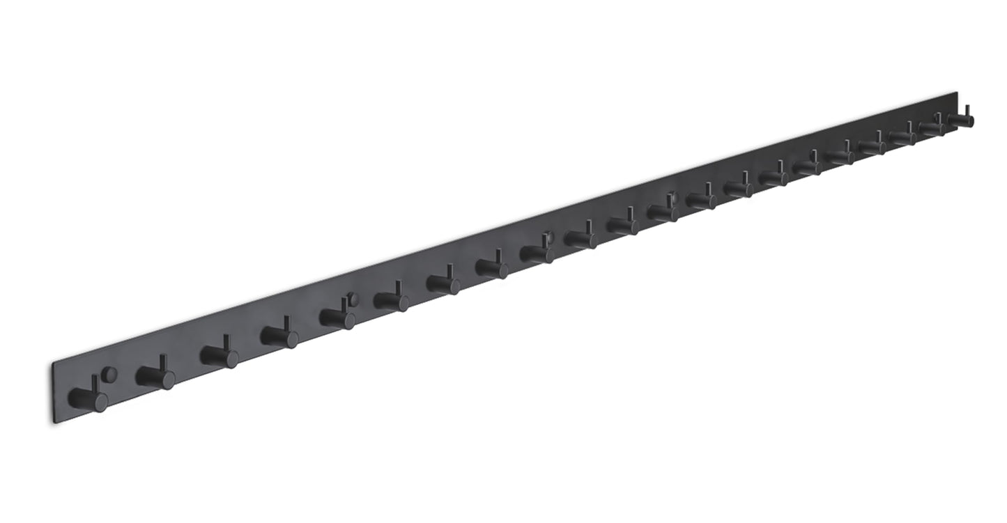 Brute Strength – Stainless Steel wall Coat Rack – Black – 21 Hooks · 144 cm