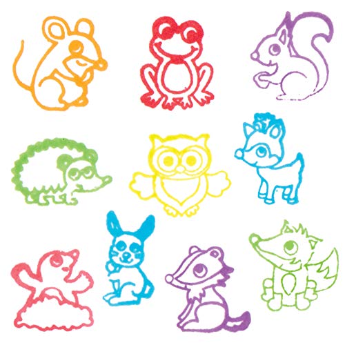 Baker Ross AV390 Self Inking Winter Woodland Stamps For Kids Card Crafts, Teachers or Small Gifts and Prizes! (Pack of 10)