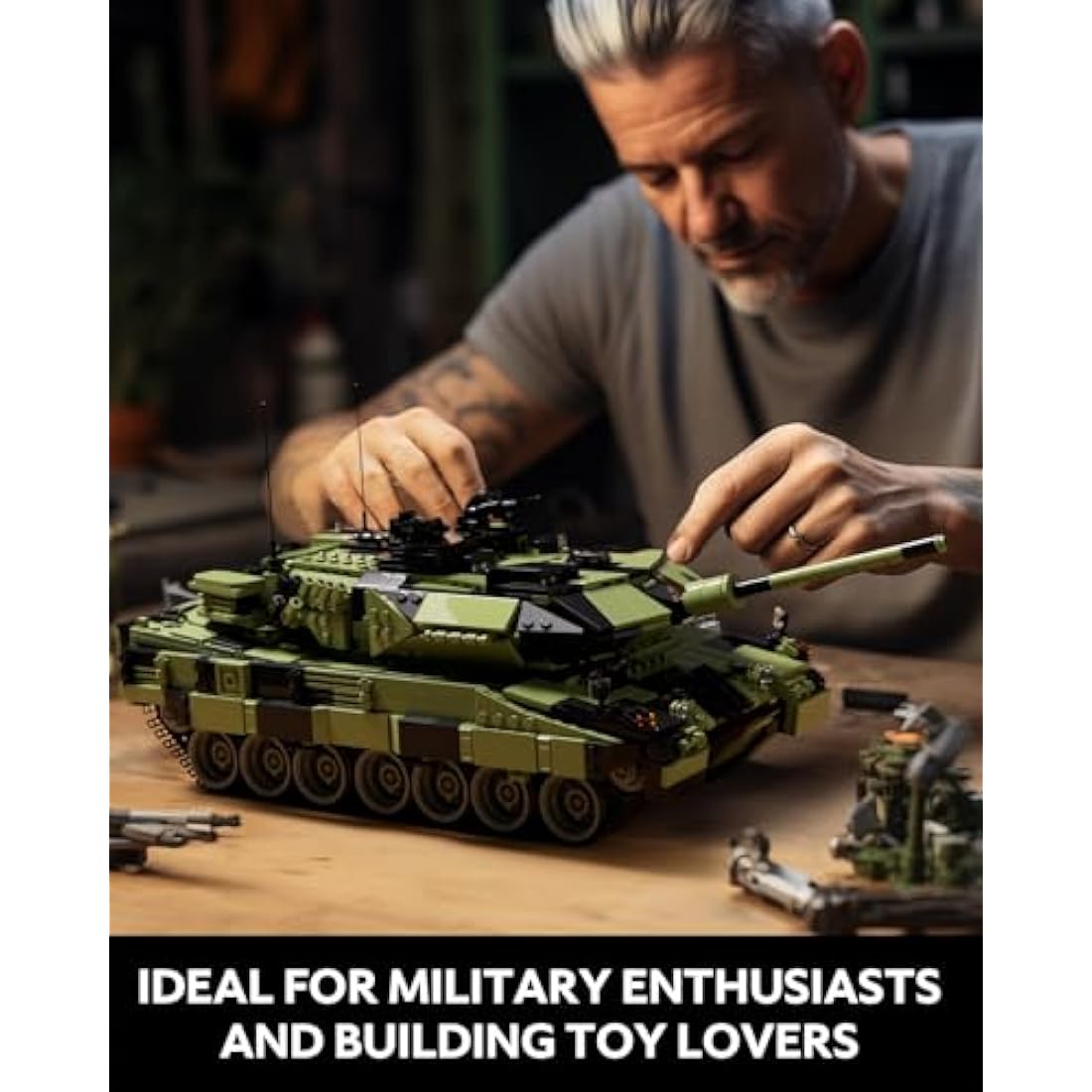 Nifeliz Leopard II A7 Tank, WW2 Military Tank Building Set, Collectible Army Model to Build and Display, Adult Gift Ideal for Military Enthusiasts (2068 PCS, NF10269)