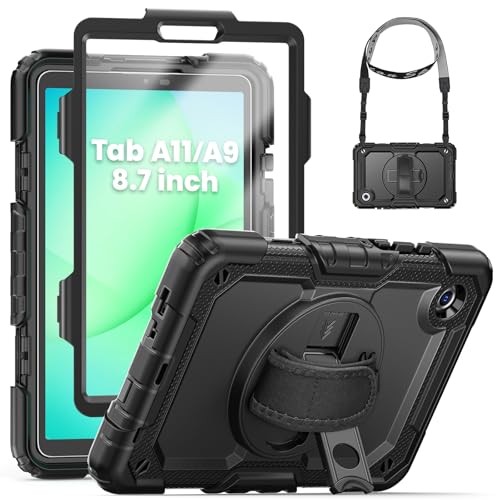 SEYMCY Case for Samsung Galaxy Tab A11/ A9 8.7 Inch 2025/2023, Full Body Shockproof with Screen Protector, 360? Rotating Hand Strap & Stand, Shoulder