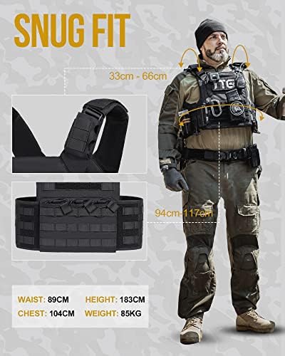 OneTigris PLPC Plate Carrier - Airsoft Tactical Vest - Advanced Version - 500D Nylon Military Combat Vest for Paintball Wargame CS Outdoor