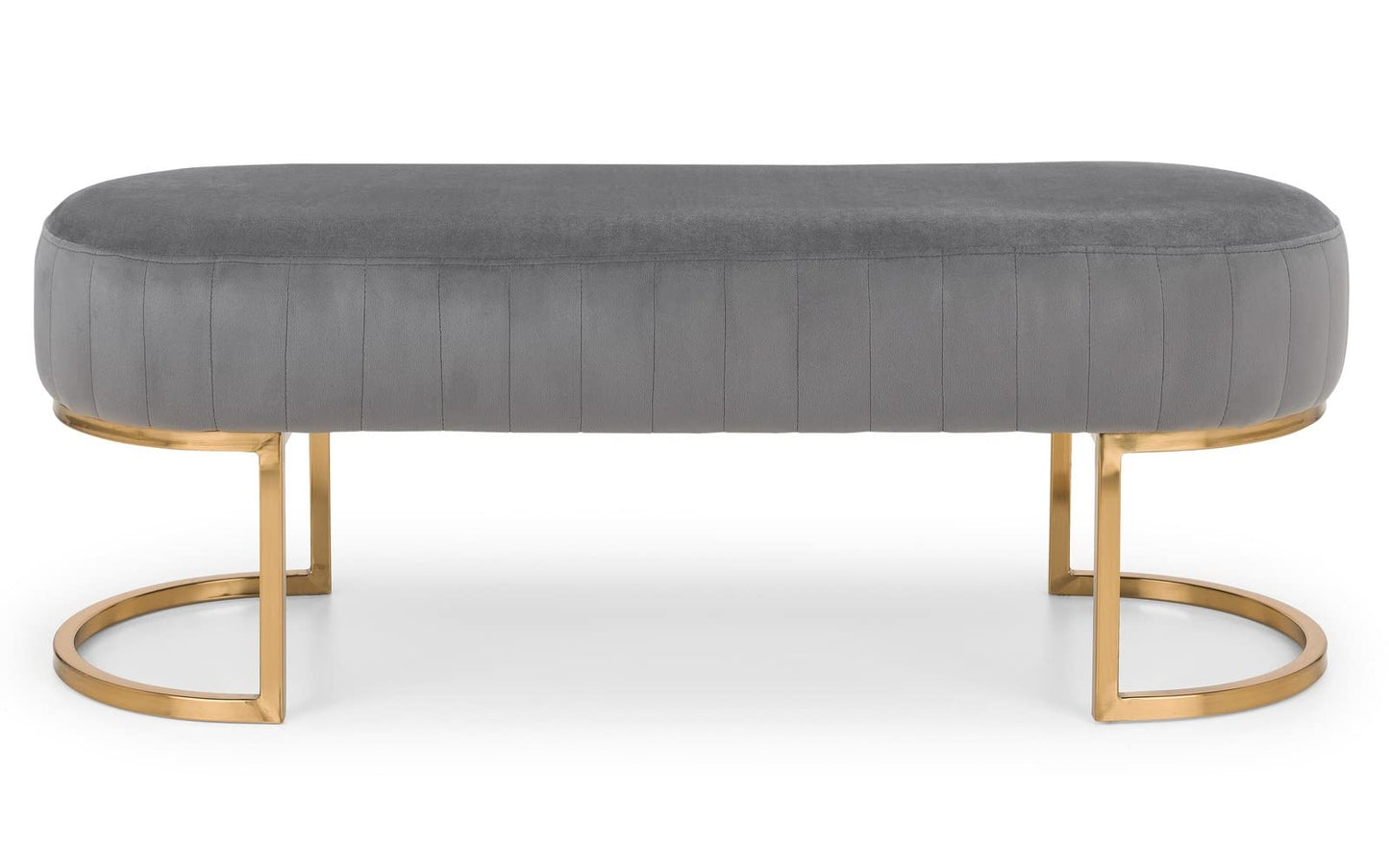 Julian Bowen Harrogate Dining Bench for 2, Velvet, Grey - H42 x W118cm