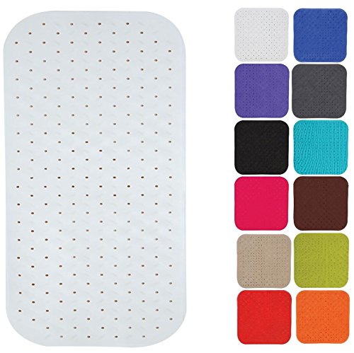 MSV Premium Shower Mat Antibacterial Non-Slip with Suction Cups White Rose Scented Approx. 36 x 76 cm Washable at 60 ?C