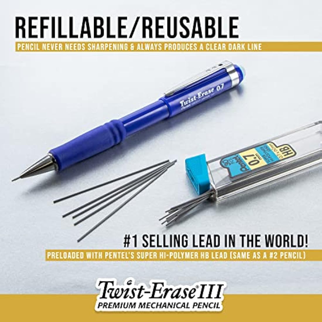 Pentel 0.5mm Twist Erase Mechanical Pencil (Pack of 12), QE515A,Black