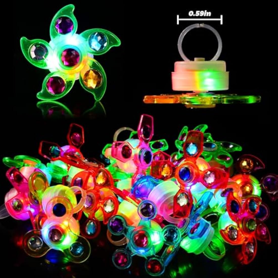Mikulala Christmas Party Bag Fillers for Kids 24 Pack Light up Rings Back to School Gifts LED Party Favours Glow in The Dark Party Supplies for Kids Birthday Party Prizes