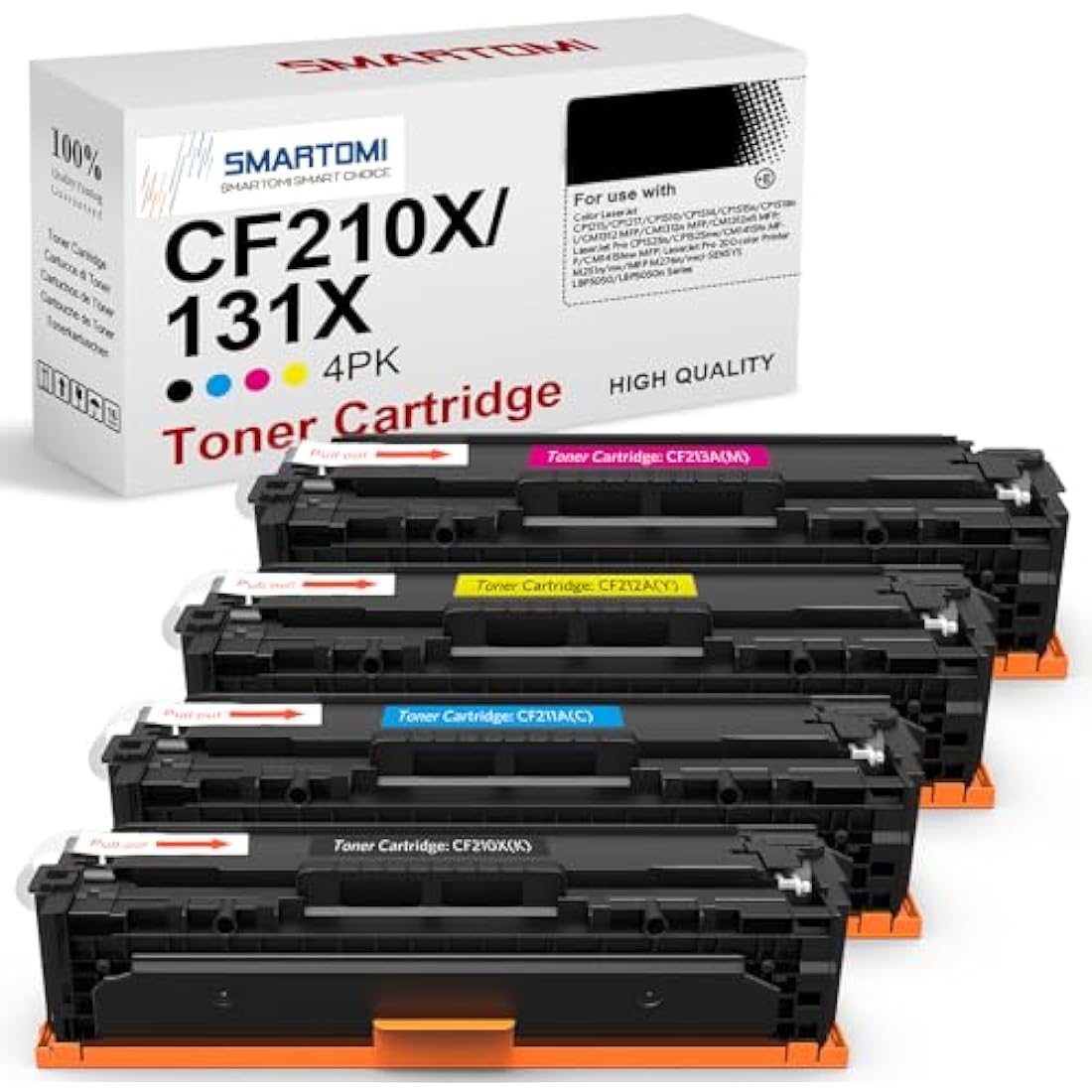 SMARTOMI CF210X 131X Toner Cartridges Replacement for HP 131X 131A CF210X CF211X CF213X CF212X Compatible with LaserJet Pro 200 color M251n M251nw MFP M276n M276nw(Black Cyan Magenta Yellow,4-Pack)