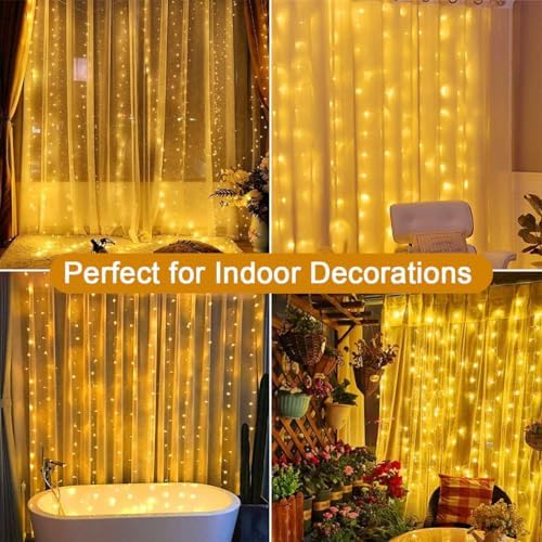 yowin 2 Pack Curtain Lights 600 LED 6m x 3m Gazebo Lights Mains Powered with Timer, 8 Modes Curtain Fairy Light Outdoor Waterproof Wall Hanging Light for Pergola Indoor Bedroom Wedding Decorations