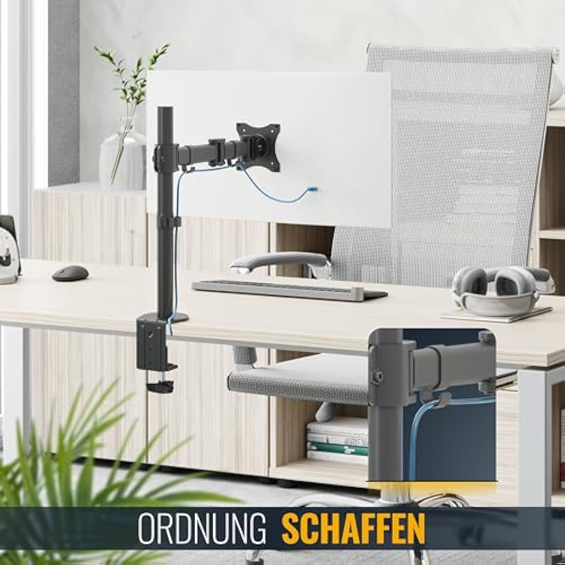 RICOO Monitor Stand Tilt TS5711 Swivel 12-29 Inch VESA 75x75 100x100 Adjustable Arm Mounting System LED LCD Screen Desk Mount Black