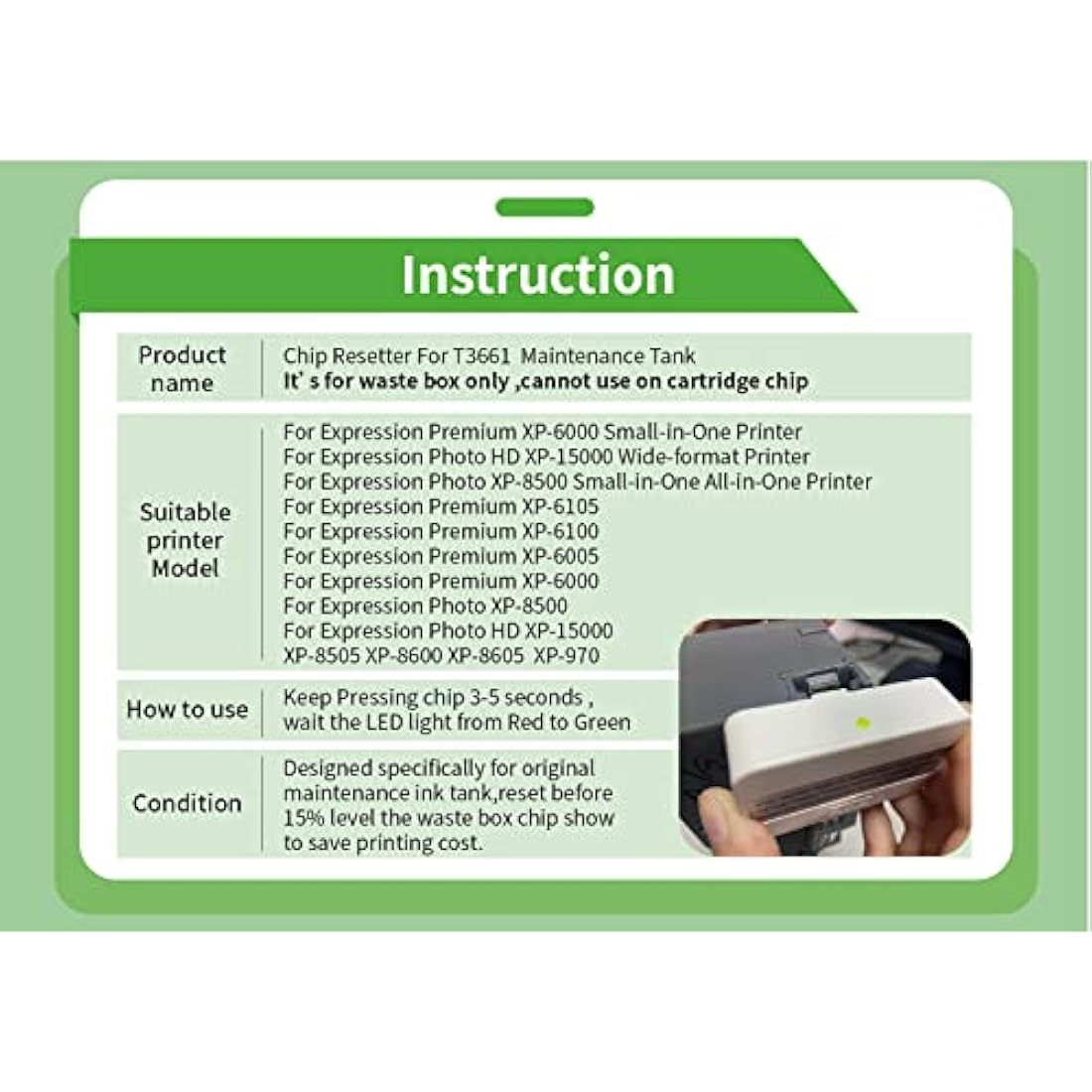Goprint T3661 Maintenance Ink Tank Chip Resetter Waste Box for XP-15000 XP-6000 XP-6100 XP-6001 XP-6005 XP-8500 XP-8600 XP-970 XP-15050