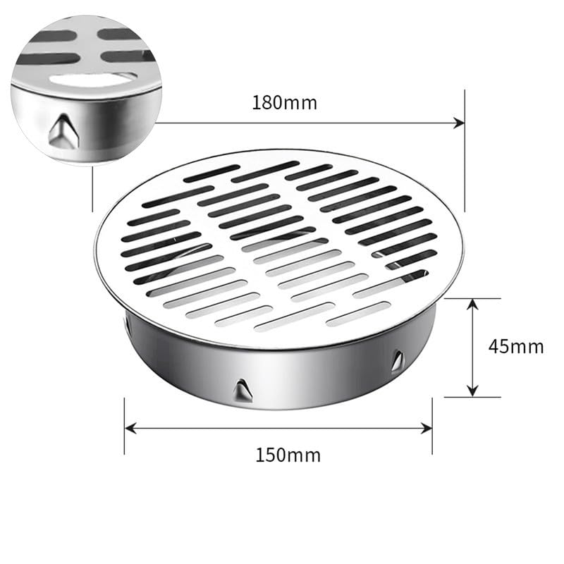 Cover 304 Stainless Steel Drain Filters, Removable Anti-Clogging Round Flat Grate Cover for Balconies, Sinks, and Gardens