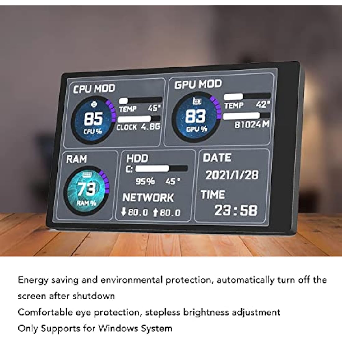 3.5 inch IPS USB Mini Monitor - AIDA64 CPU GPU RAM Pc Sensor Panel Display - Temperature Monitor - Support Horizontal and Vertical Screen