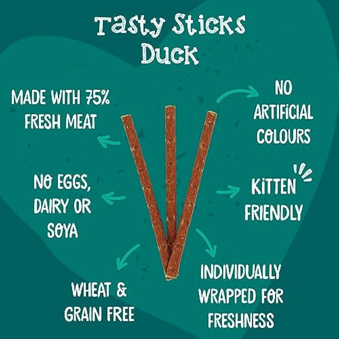 Webbox Tasty Sticks Cat Treats, Duck - Kitten Friendly, Wheat and Grain Free, No Artificial Colours (25 x 6 Packs)