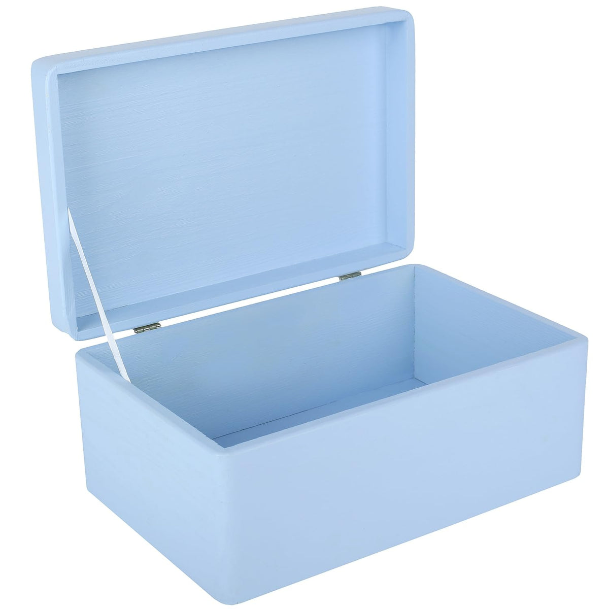 Creative Deco Large Blue Plain Wooden Storage Box with Lid | 30x20x14cm (+/-1 cm) | Hinged Lid | Gift Christmas Xmas Box Kitchen Storage | ROUGH &
