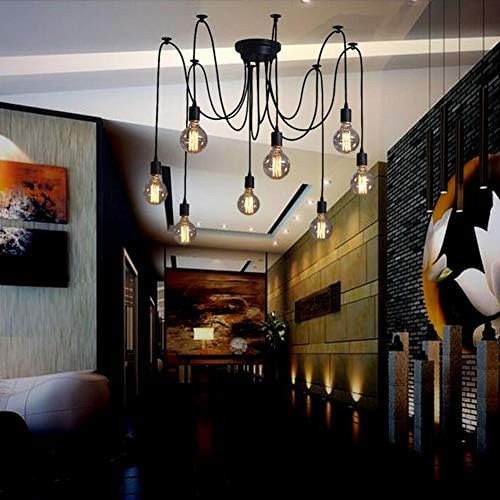 Lrpiyvo Spider Lights Pendant Lighting Ceiling Chandelier, E27 Vintage Ceiling Lights Industrial Light Fitting, 3/5/6/7/8/10 Heads Chandelier