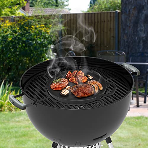 Onlyfire Round Cast Iron Griddle Grill Pan for Weber 7421 Gourmet BBQ System, Replacement for 57CM Weber Charcoal Kettle Grills