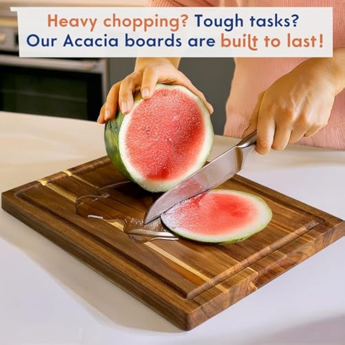 Non Toxic Chopping Board for Kitchen. Made from FSC-Certified Acacia Wood, Conditioned with Food-Safe Beeswax, Flaxseed Oil & Lemon Oil. 41 x 28 cm by Ziruma