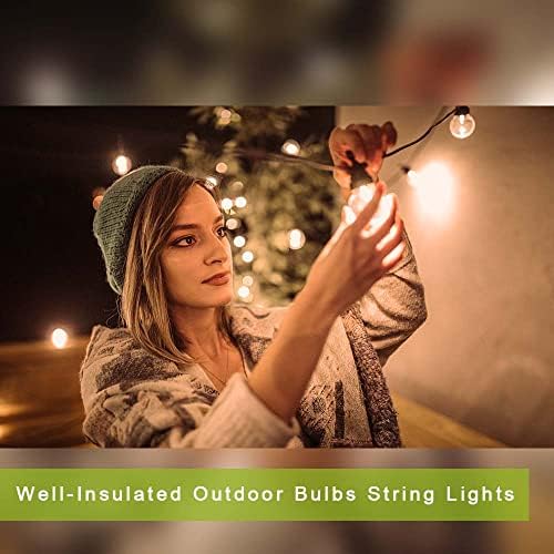 Kawaya Garden String Lights Mains Powered Outdoor Festoon Lights 45.7m / 150ft LED Outside Fairy Lights Waterproof with 73+3 Shatterproof Bulbs for Garden Gazebo Patio Festival Party Warm White