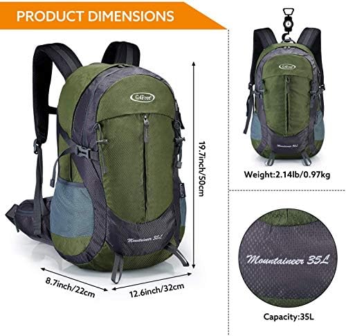 G4Free 35L Waterproof Hiking Backpack Outdoor Backpack Trekking Daypack for Camping Hiking Backpacking Climbing with Rain Cover