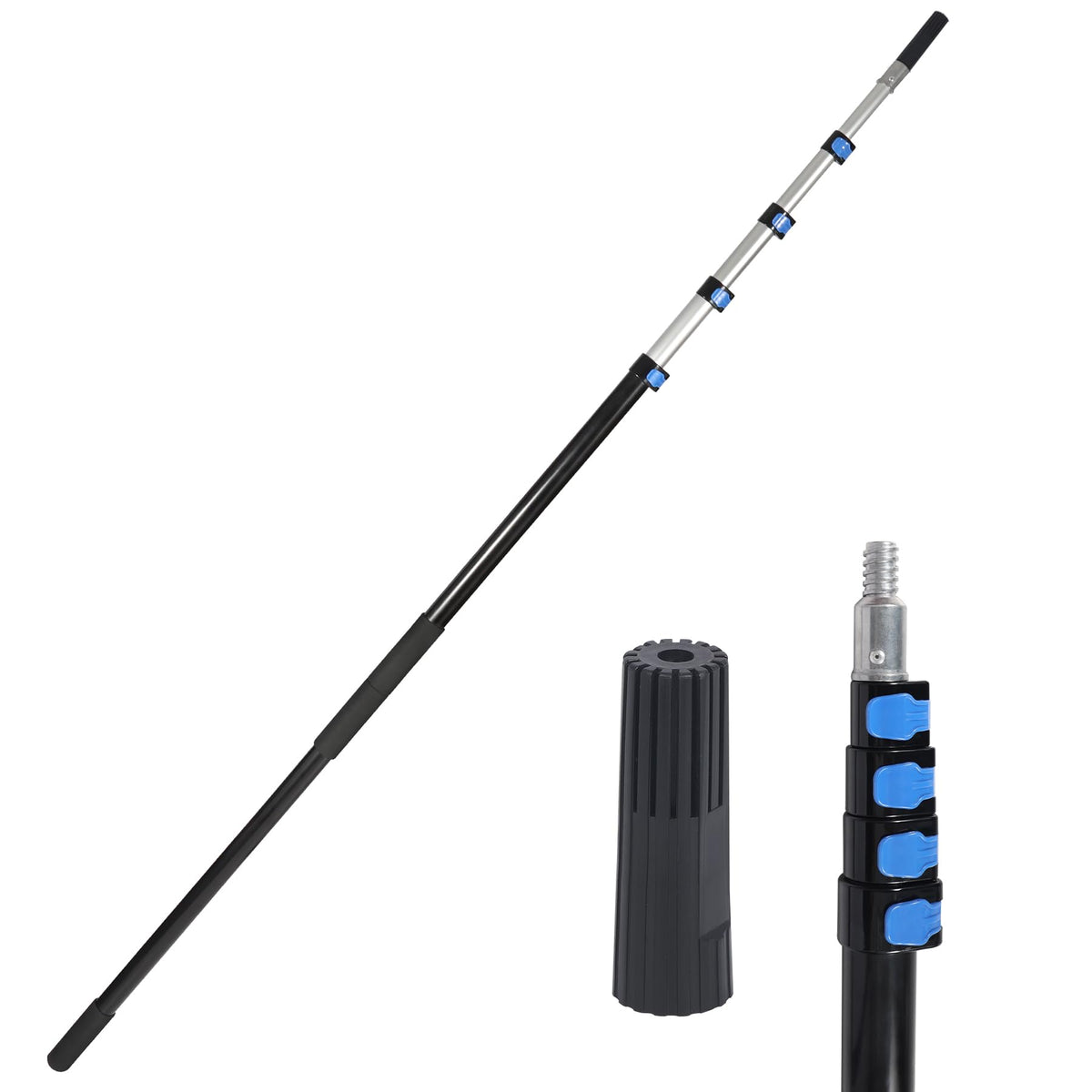 campMax Multi-Purpose 24ft Extension Pole, Durable Aluminum Telescopic Pole for High Ceilings Window Cleaning, Lightweight Paint Roller/Gutter