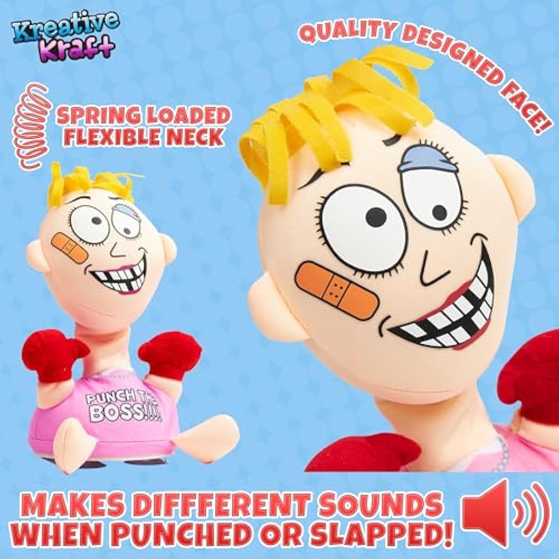 Stress Relief Toys for Adults - Punch The Boss Stress Toy Anger Relief Anti Stress Office Desk Punch Bag Coworker Secret Santa - Funny Gifts (Pink)