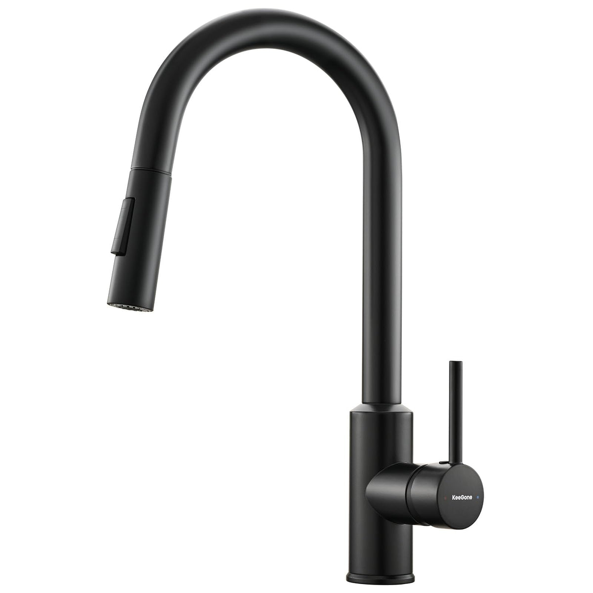KeeGone Kitchen Mixer tap with Pull-Out Spray, Pull Down Kitchen Sink Mixer Taps Faucet High Arc 360? swivelling Two Modes Stainless Steel Black