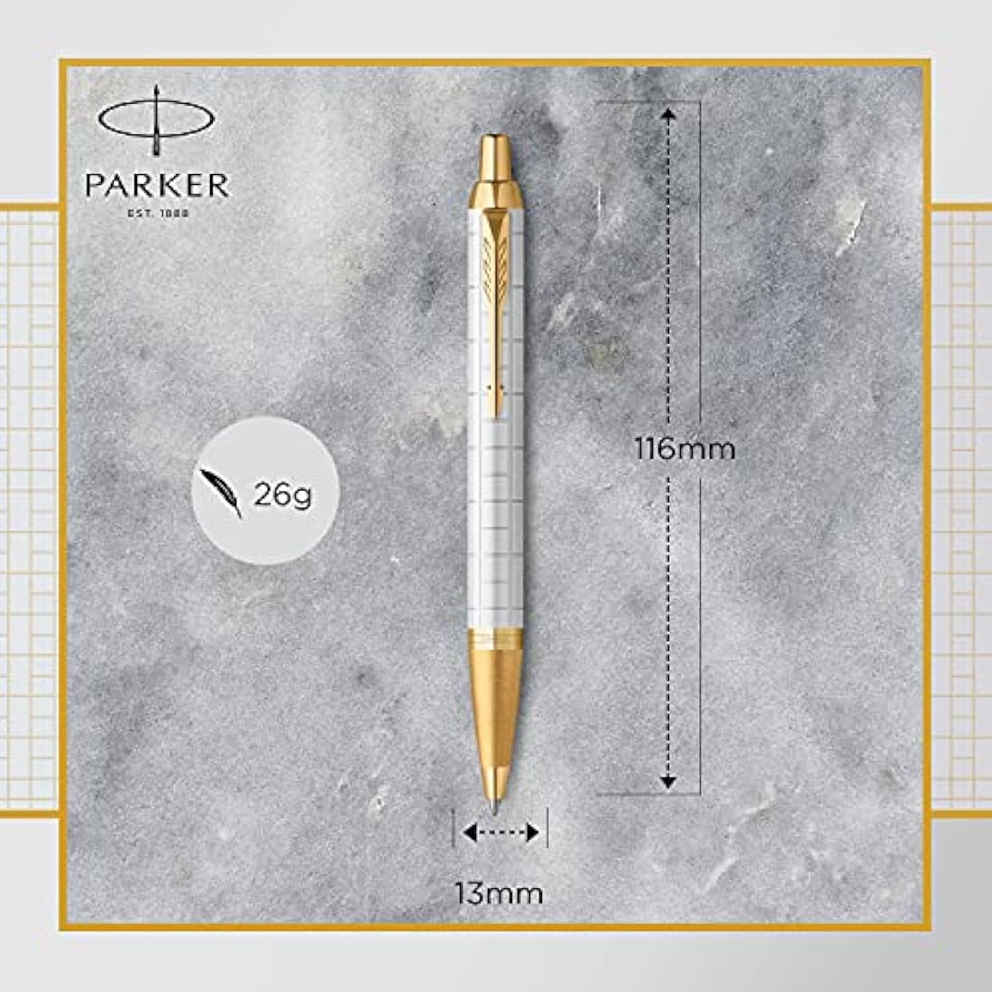 Parker IM Ballpoint Pen | Premium Pearl Lacquer with Gold Trim | Medium Point with Blue Ink Refill | Gift Box