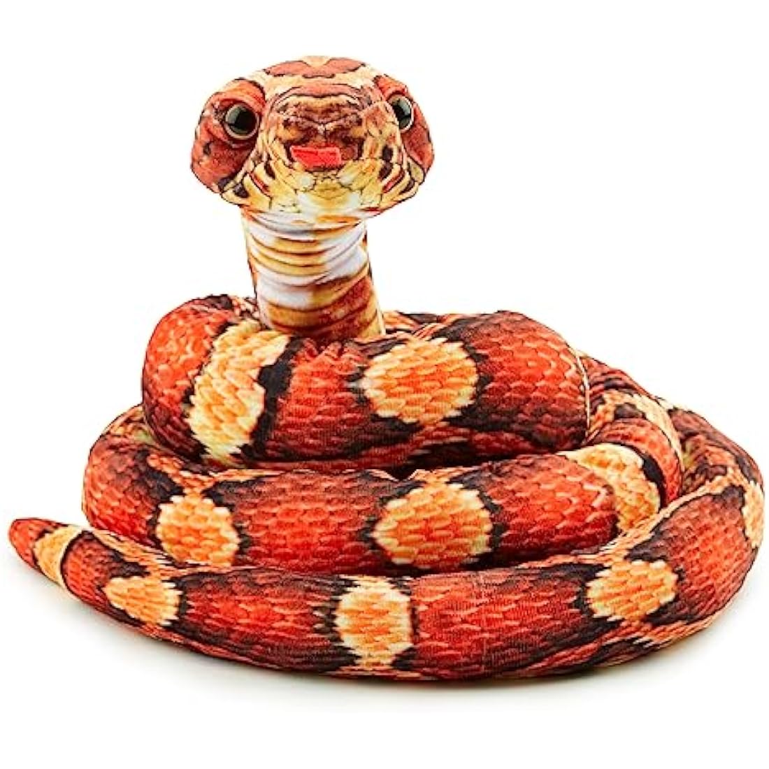 Zappi Co Kids Stuffed Soft Cuddly Plush Snake Toy - Part of Safari Animals Collection: Realistic and Lifelike, Perfect for Kids 180 cm Length(Orange/Black Corn Snake)