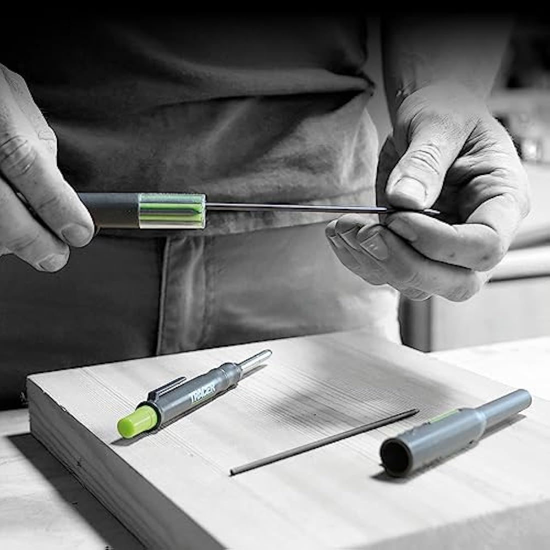 Tracer Deep Hole Construction Pencil with 6 x Replacement Lead Pack and accompanying Site Holsters all-in-one Marking Kit. Carpenter Pencil Set
