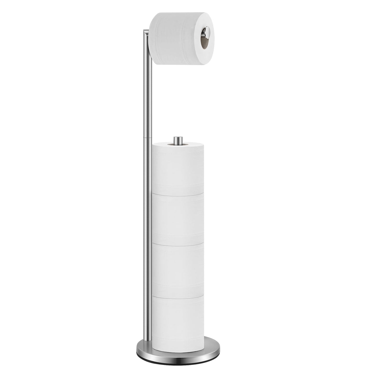 HEETA Toilet Roll Holder Free Standing, Modern Toilet Paper Holder Stainless Steel Bathroom Stand Holds 5 Paper Rolls, Non-Slip and Non-Rust Toilet