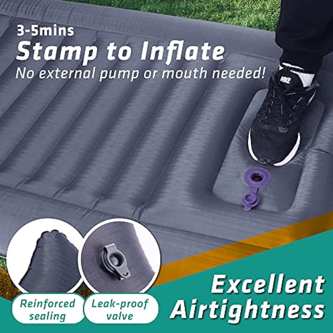 TREKOLOGY UL140 Inflatable Sleeping Pad with Built-in Foot Pump – Lightweight Camping Mat, Self-Inflating Sleeping Mattress for Hiking, Backpacking & Travel