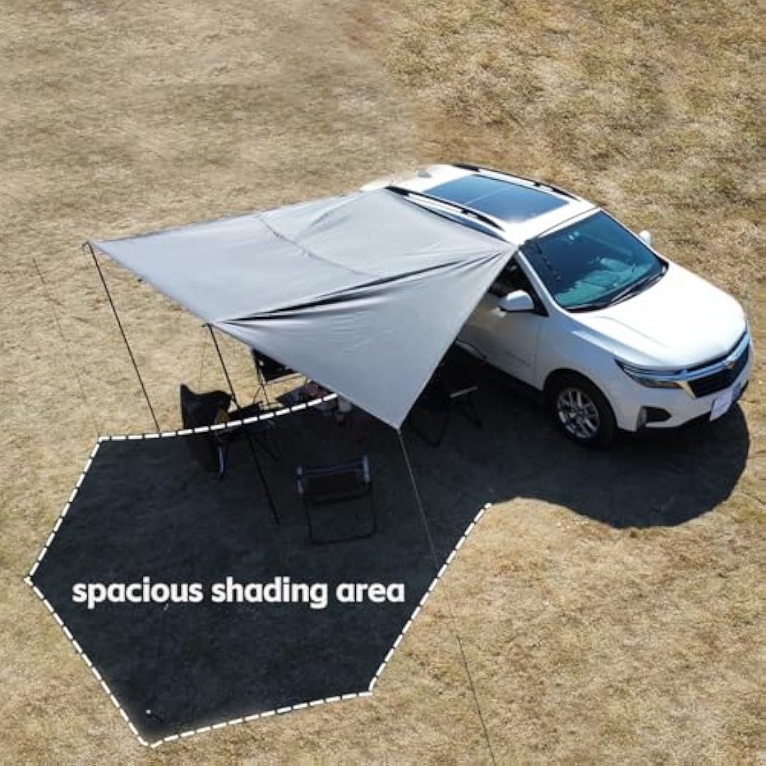 Car Awning Camping SUV Sun Shelter Waterproof Universal Tent Canopy Anti-UV for Van Campervan Caravan Truck Vehicle (Black)