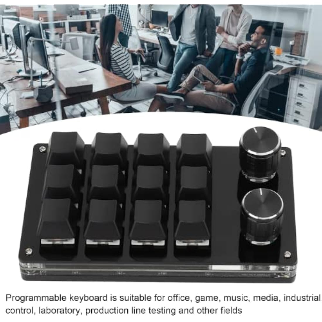 zalati Mechanical Keyboard, 12-Key USB Mini Programmable Keys No Drive Needed with Knob Design Easy to carry 2.97 x 5.14inch - Black